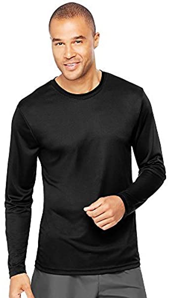 Photo 1 of Hanes Mens Cool DRI Performance Long-Sleeve T-Shirt // black // 2XL 
