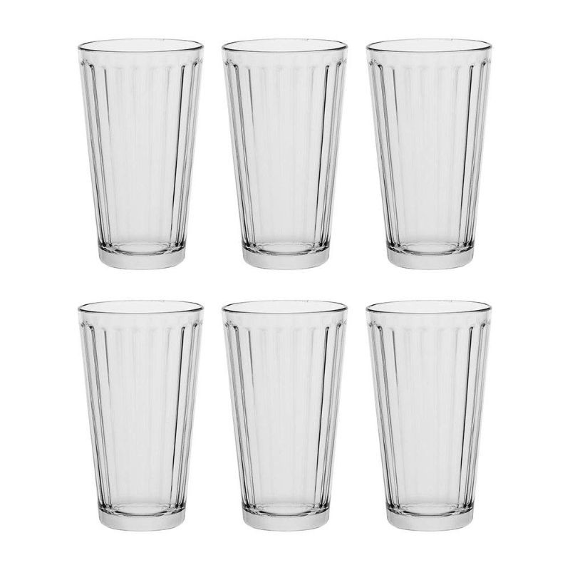 Photo 1 of AmazonCommercial Drinking Glasses, Fluted Highball - Set of 6, Clear, 13 oz
