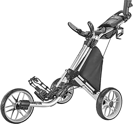 Photo 1 of **FAULTY/PARTS ONLY** CaddyTek 3 Wheel Golf Push Cart - Foldable Collapsible Lightweight Pushcart with Foot Brake - Easy to Open & Close
