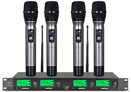 Photo 1 of UHF Wireless Microphone System 4 Channel Microphones 4 Handheld Karaoke DJ Mic Karaoke System 
