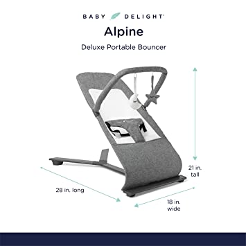 Photo 1 of Baby Delight Alpine Deluxe Portable Bouncer, Charcoal Tweed , 28x18x21 Inch 