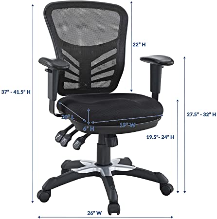 Photo 1 of Modway EEI-757-BLK Articulate Adjustable Mesh Back Fabric Seat Office Chair, Black