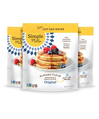 Photo 1 of *EXPIRED Feb 2022, NON REFUNDABLE* 
Simple Mills Just Add Water Almond Flour Pancake & Waffle Mix, Gluten Free, Good for Breakfast, Nutrient Dense, 12oz, 3 Count