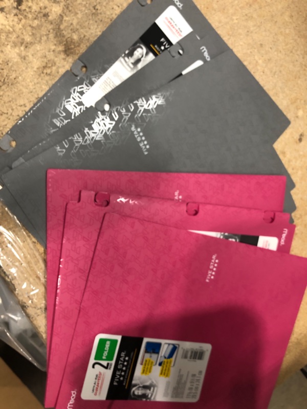 Photo 1 of Five Star Poly Portfolio Snap In 2 Pocket Grey and Pink 6 Pack 

