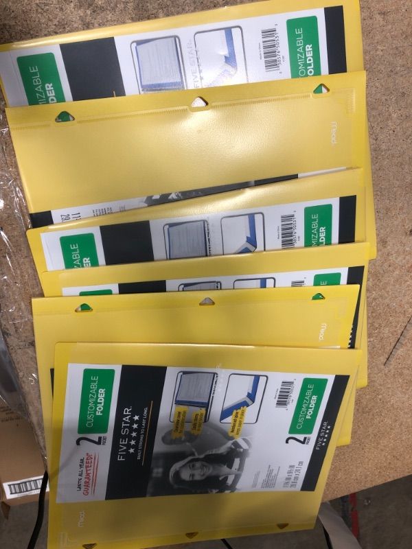 Photo 1 of Five Star Poly Customizable Portfolio 6 pack yellow 
