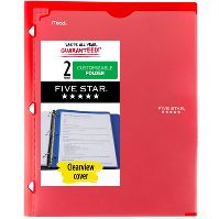 Photo 1 of Five Star Poly Customizable Portfolio 6 pack Red
