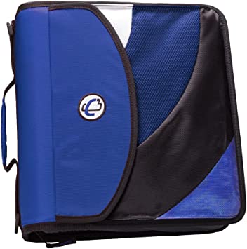 Photo 1 of Case-it Dual Zipper Binder - 2 Inch D-Rings- Includes 5-Color Tab Expanding File Folder - 800 Page Capacity - Blue Dual-301
