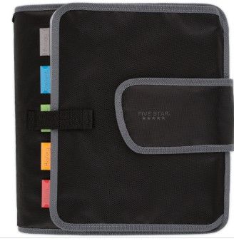 Photo 1 of 2" Quick Tab Sewn Zipper Binder Black/Gray - Five Star