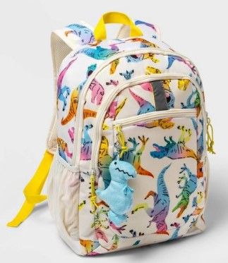 Photo 1 of Cat & Jack Classic Kids' 17" Backpack White with Rainbow Dino 