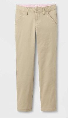 Photo 1 of Girls' Slim Straight Fit Uniform Chino Pants - Cat & Jack™ Beige
size 5t