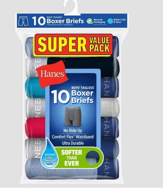 Photo 1 of * SIZSE 18/20* Hanes Boys' 10pk Boxer Briefs - Colors Vary
MISSING 1 ITEM

