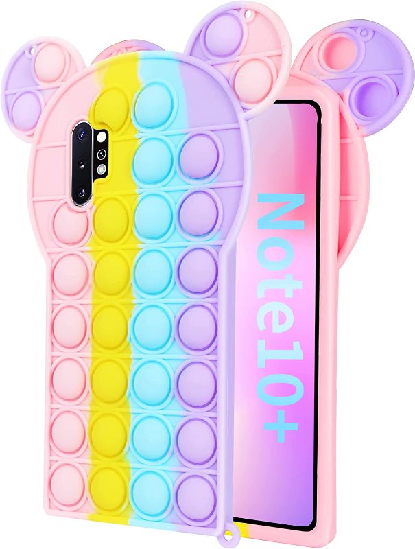 Photo 1 of * BUNDLE OF 2* Toycamp Fidget it Case for Samsung Galaxy Note 10 Plus 6.8 Inch Cute Silicone Kawaii Girls Push Bubble Wrap Phone Cases Funny 3D Bear Cartoon Fun Cover Teens Boys Color Unique for Note10+
