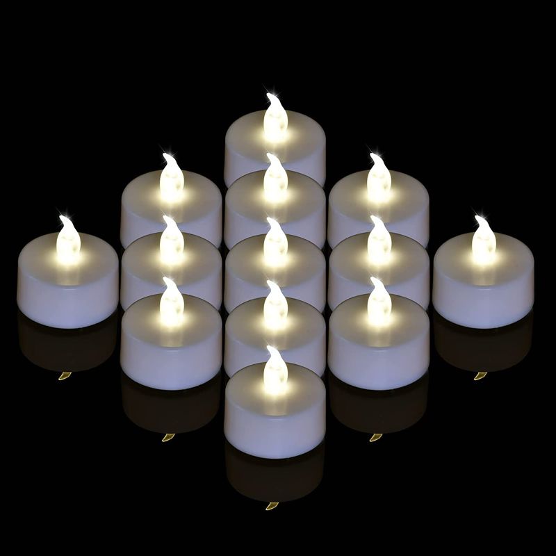 Photo 1 of 
 LED Tea Lights, Battery-Powered Tea Lights Flameless Candles Warm White 24 Pack W/ CANDLE HOLDER