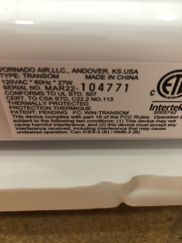 Photo 4 of *TESTED* Vornado Air LLC Vornado Transom 7.16 in. H 4 speed Electronically Reversible Window Fan