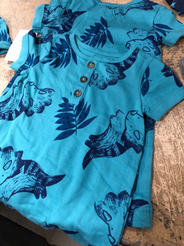 Photo 2 of Baby Boys' Dino Short Sleeve Romper 2 pack 6 months