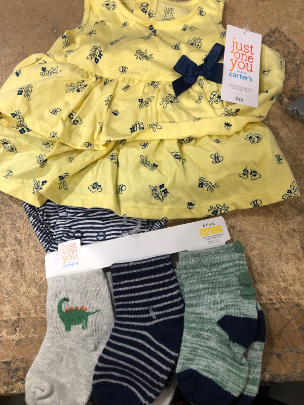 Photo 2 of Baby Girls' Floral Bee Sunsuit 6 months with Baby ' 6pk Dino Crew Socks 3-12 months 