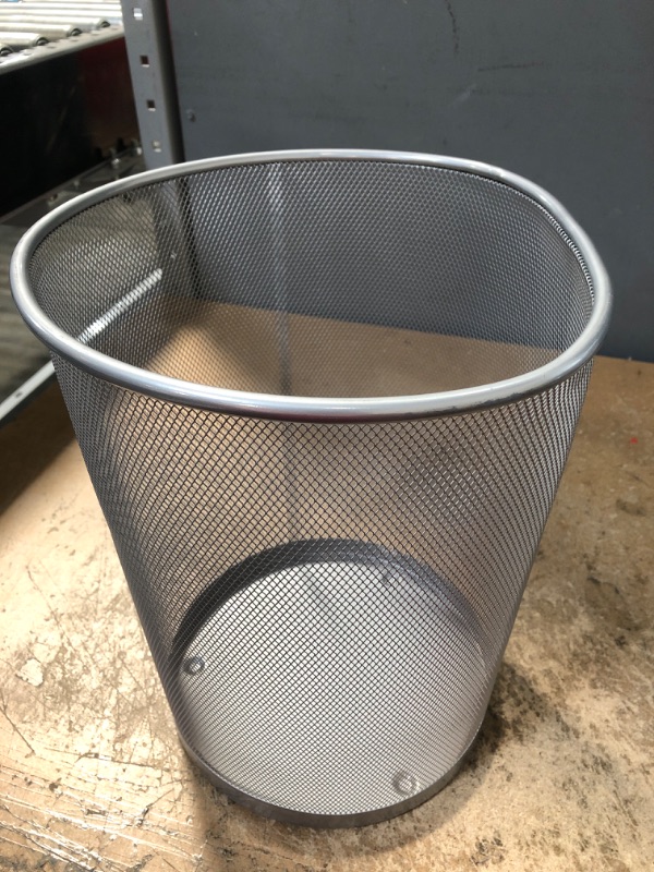 Photo 2 of 5 Gal. Round Mesh Trash Can in Silver