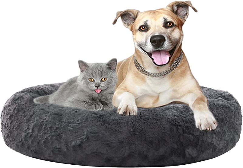 Photo 1 of Beamlike Donut Cuddler Dog Beds for small Dogs Round Plush Pet Bed with Foam Anti-Anxiety Machine Washable
