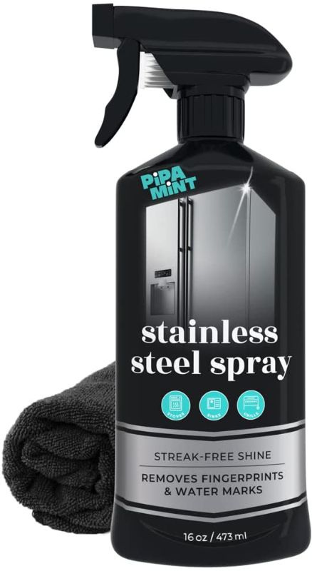 Photo 1 of Stainless Steel Cleaner and Polish - 16oz Stainless Steel Polish Cleaner Kit - Removes Fingerprints, Streaks & Watermarks For Refrigerators, Ovens, Grills And Dishwashers Includes Microfiber Cloth - 2 pack
