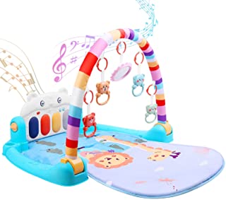 Photo 1 of Baby Play Mat, Baby Gym with Kick & Play Piano Center and LED Lights, Padded Baby Activity Mat with Adjustable Arch, Toys&Self Mirror, Play Gym Mat Ideal Baby Shower Gifts for Newborn Toddler Infants
