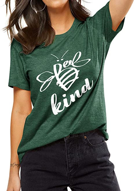 Photo 1 of ITEM DIFFERENT THAN STOCK PHOTO, TOBRIEF Be Kind V-NECK Tshirt Women Short Sleeve V-NECK T-Shirt Bee Graphic MEDIUM.