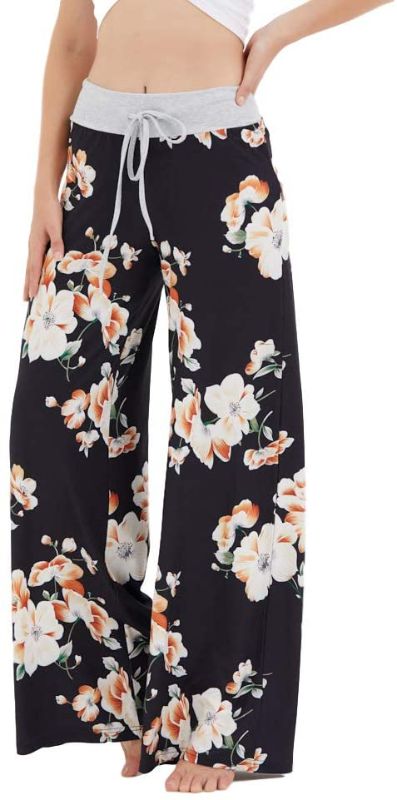 Photo 1 of GiniMoli Women's Pajama Lounge Pants Stretch Floral Print Drawstring Long Wide Leg Lounge Pants XL. 