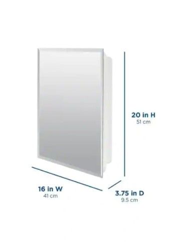 Photo 1 of 16 in. W x 20 in. H X 4 in. D Recessed or Surface Mount Frameless Beveled Bathroom Medicine Cabine