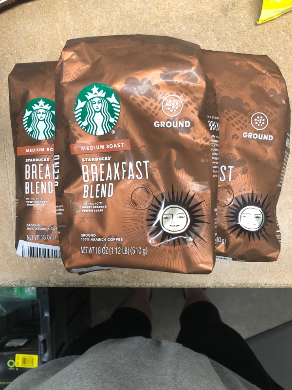 Photo 2 of BEST BY 3/17/2022
***NON-REFUNDABLE***
Starbucks Breakast Blend Medium Roast Ground Coffee, 18 Ounce (Pack of 3)
