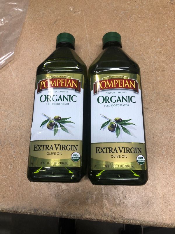 Photo 2 of ***NON-REFUNDABLE***
 NO PRITNED BEST BY DATE 
2 BOTTLES
Pompeian Organic Robust Extra Virgin Olive Oil - 32oz