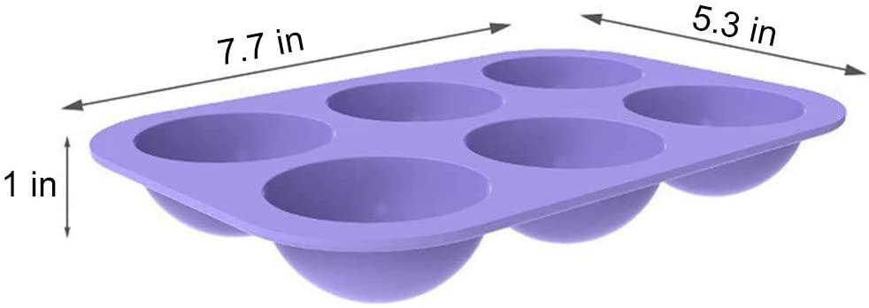 Photo 1 of 4 SET 6 Holes Semi Sphere Silicone Mould For Chocolate, Cake, Jelly, Pudding, Handmade Soap, Round Shape (Small semicircle purple)
