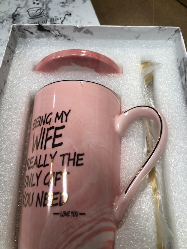 Photo 2 of Being My Wife Is The Only Gift You Need Mug Being My Wife Mug Wife Coffee Mug Birthday Valentine's Day Christmas Gifts for Wife from Husband 14 Ounce Gift Box with Spoon and Mug Mat Pink
