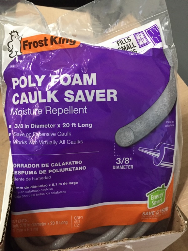 Photo 1 of Poly Foam Caulk Saver - .37 Dia. X 20 Ft. (count of 12 items in the box)