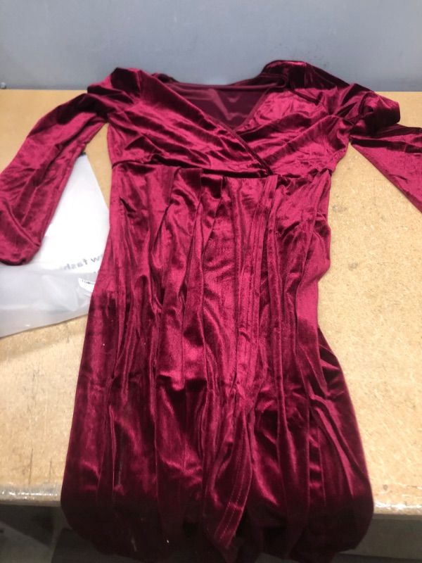 Photo 2 of Laqeyko Velvet Dress for Women Wrap V Neck Long Sleeve Ruched Cocktail Dresses for Evening Party
size large