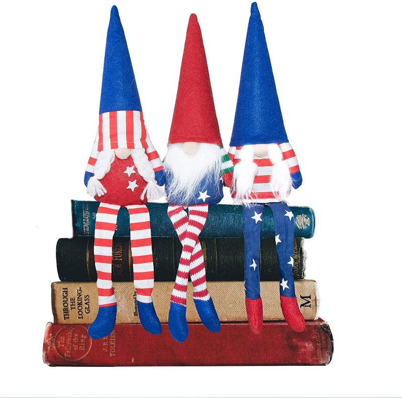 Photo 1 of  Patriotic Gnome 4th of July Decorations,3PCS Handmade Plush Doll Gifts 