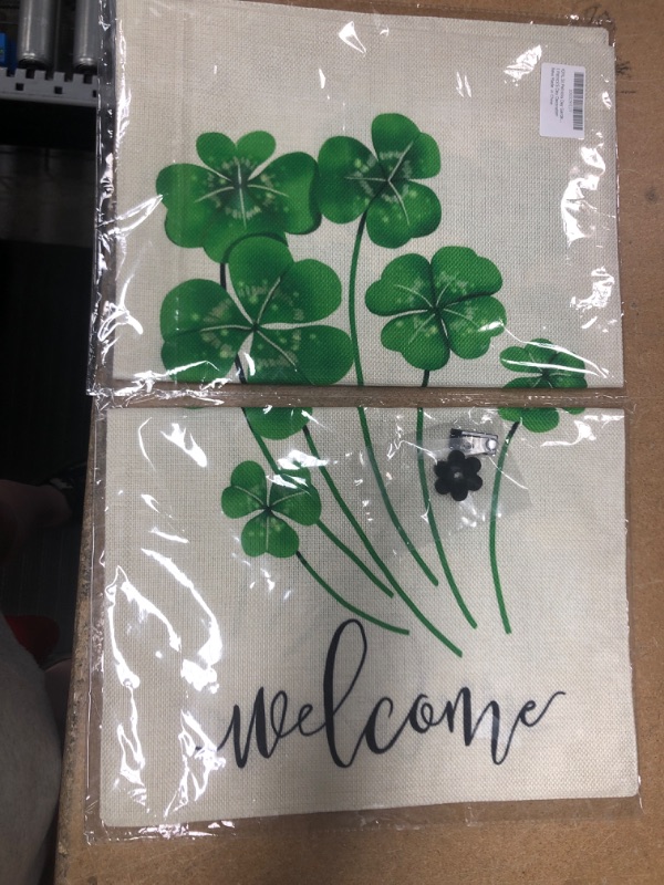 Photo 1 of 2 flags
 St Patricks Day Garden Flag 12 x 18 Inch Double Sided Shamrock Welcome House Flag