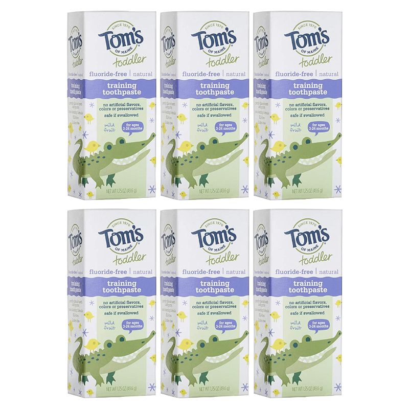 Photo 1 of **BEST BY 08-2023**Tom's of Maine Toddlers Fluoride-Free Natural Toothpaste in Mild Fruit Gel, 1.75 Ounce (Pack of 6)
