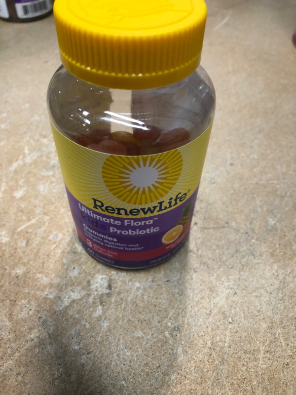 Photo 3 of **BEST BY 04-2022**Renew Life Kids Probiotic - Ultimate Flora Kids Probiotic Gummies Probiotic Supplement- Dairy & Soy Free - 3 Billion CFU - Fruit Flavor, 60 Chewable Gummies
