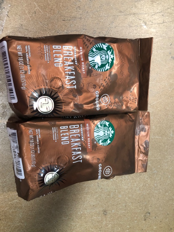 Photo 2 of **BEST BEFORE 03-17-2022**Starbucks Breakast Blend Medium Roast Ground Coffee, 18 Ounce-Pack of 2
