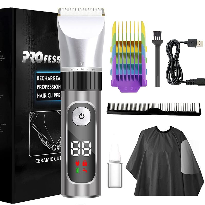 Photo 1 of Hair Clippers for Men, Spanrde Electric Hair Cutting Clippers, Professional Hair Cutting Kit, Cordless Hair Trimmer with Easy Color-Coded Guide Combs
