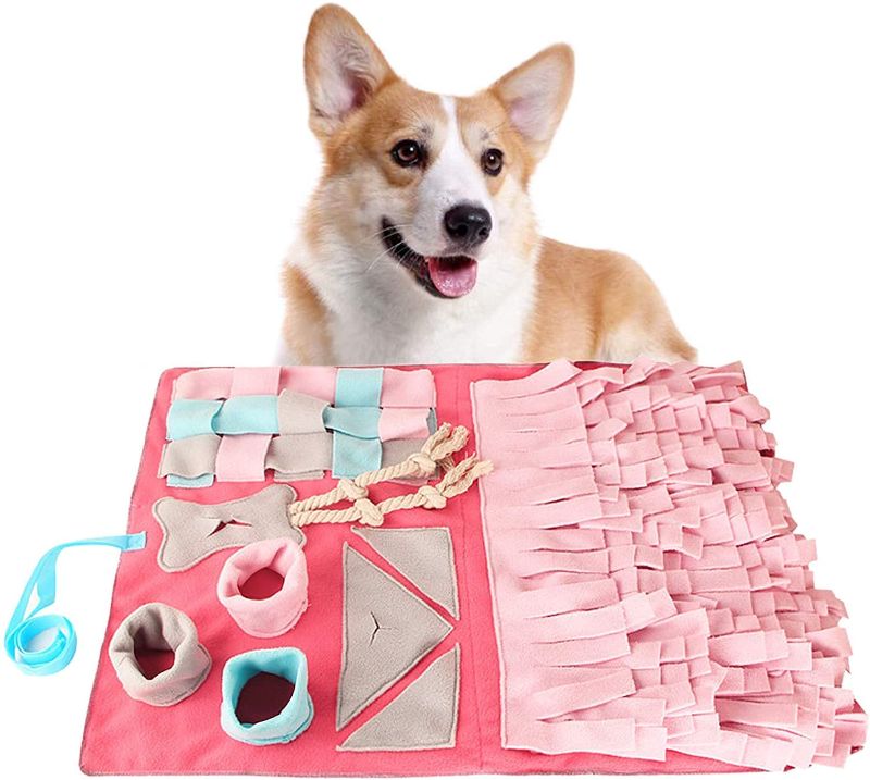 Photo 1 of Snuffle Mat for Dogs Puzzle Toys Dog Food Feeding Mat Puppy IQ Training Treat Dispenser with Big Suckers for Stress Relief Boredom Smart Dog Cat Hamster
