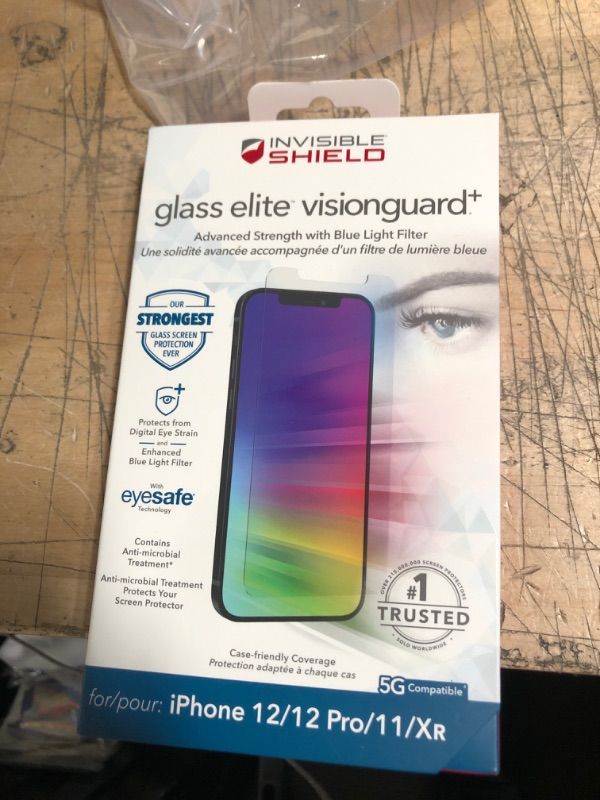 Photo 2 of ZAGG InvisibleShield Glass Elite VisionGuard- for iPhone 12 Pro, iPhone 12, iPhone 11, iPhone XR - Impact Protection, Scratch Resistant, Fingerprint Resistant, clear (200106669)
SOLD AS IS; NO REFUNDS