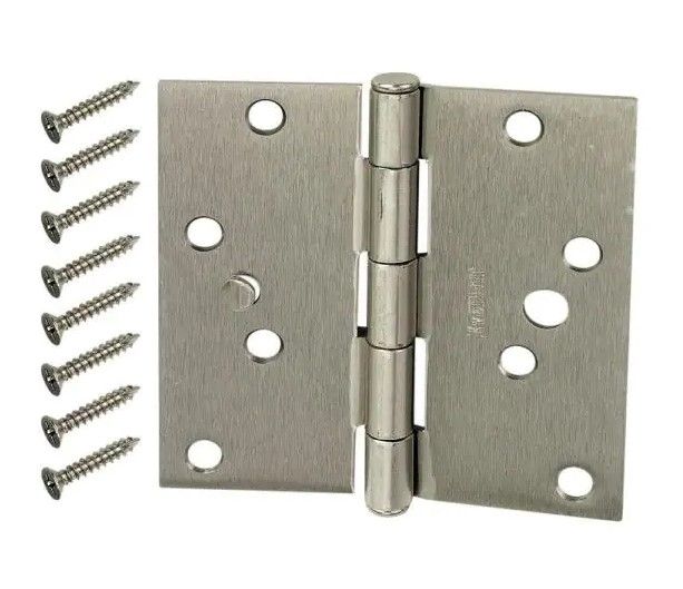 Photo 1 of 
Everbilt
4 in. Satin Nickel Square Corner Security Door Hinges Value Pack (2 PACKS OF 3)