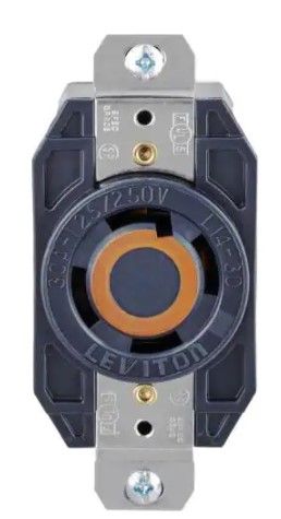 Photo 1 of 30 Amp Nylon Locking Single Outlet, Black
