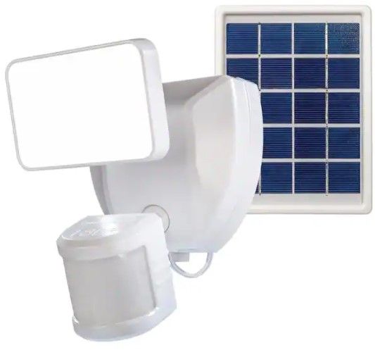 Photo 1 of Voice Activated Wi-Fi Connected White Motion Activated Solar Operated Integrated LED Outdoor Security Flood Light
