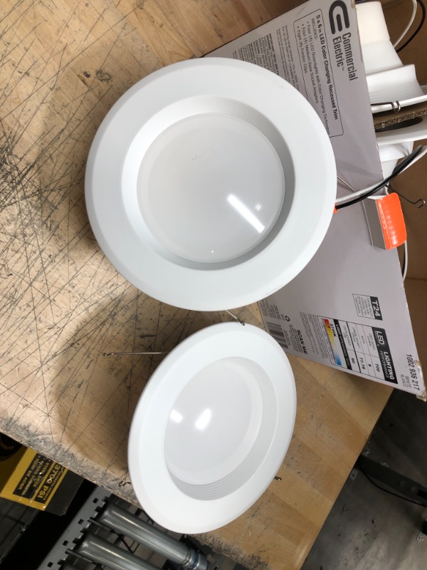 Photo 3 of 5/6 in. Matte White Integrated LED Recessed Trim 5-Ways (4-Pack)
