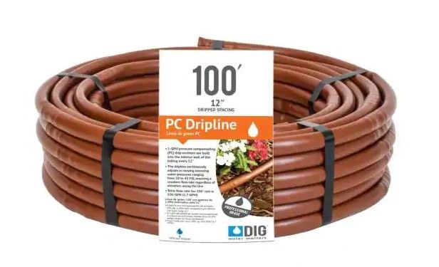Photo 1 of 
DIG
Earthline Brown PC 100 ft. 1-GPH Pressure Compensating Drip Line with 12 in. Spacing (.700)