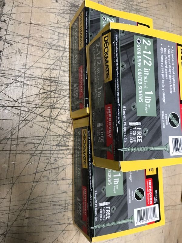 Photo 1 of 3-Deckmate Wood Deck Screws 2-1/2" Green Exterior Star Flat-Head #9 1 Lb/73 - 3 PACK