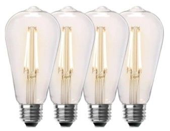 Photo 1 of 60-Watt Equivalent ST19 Dimmable Straight Filament Clear Glass Vintage Edison LED Light Bulb, Soft White (4-Pack)
