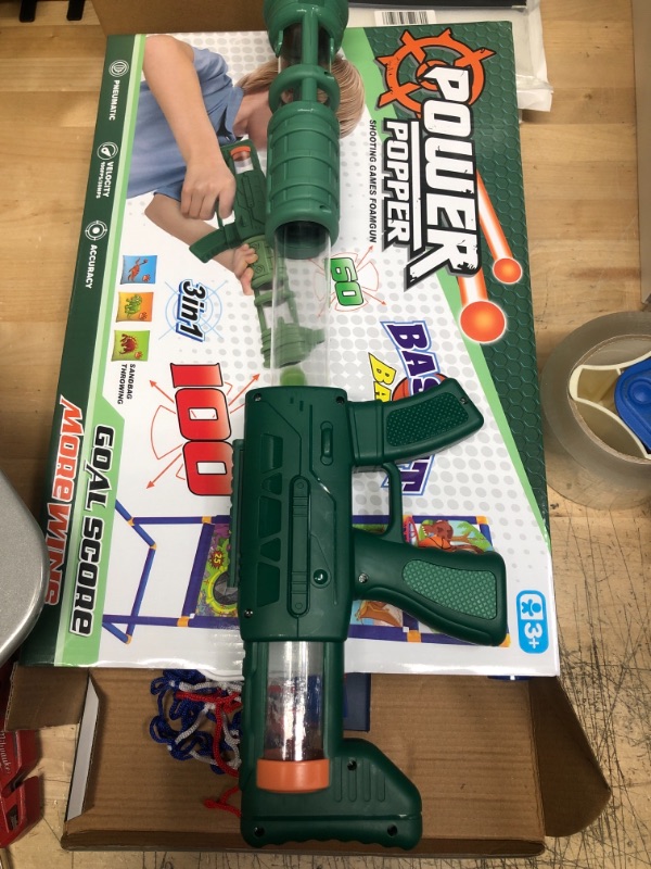 Photo 2 of Kogonee Shooting Game Toy for Age 6, 7, 8,9,10+ Years Old Kids, Upgraded 3-in-1 Foam Ball Air Guns with Shooting Target&Shot Basketball&2 Basketball &3 Bean Bag Toss, Birthday.