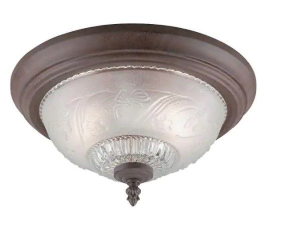 Photo 1 of 
Westinghouse
2-Light Sienna Interior Ceiling Flush Mount with Embossed Floral and Leaf Design Glass